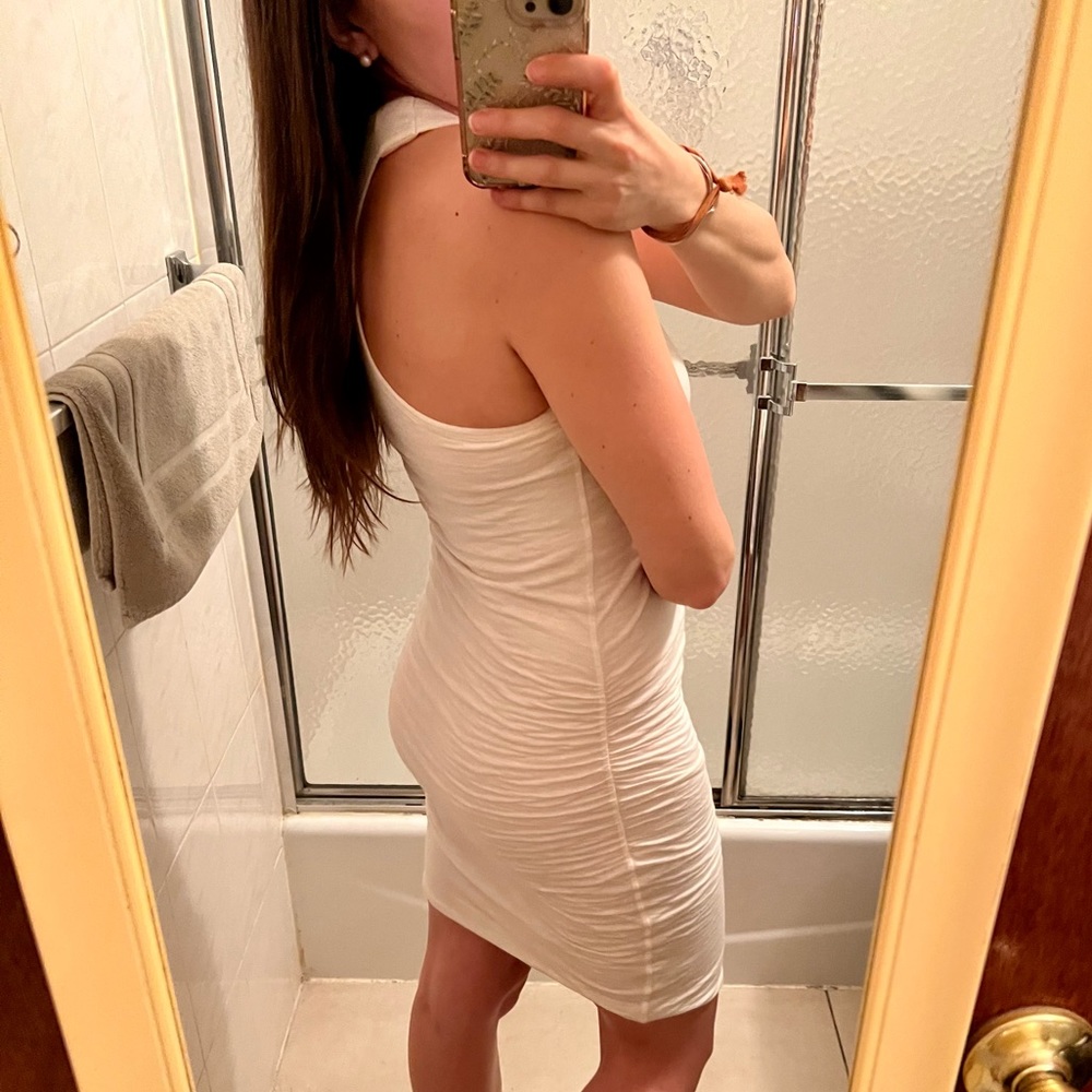 James Perse Ruched Tank Dress Racerback White - Picture 6 of 16